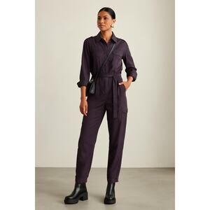 New Burning Torch Belted Jumpsuit Purple Utility Long Sleeve Made in USA XXS